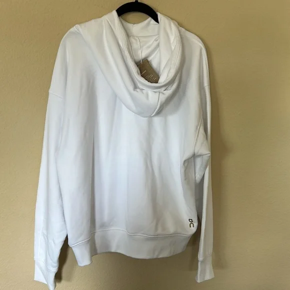 NWT On Running White Hoodie with Gold Logo and Red Drawstrings Large - Picture 5 of 8